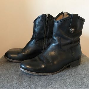 Frye Melissa Short Ankle Zip Boots - 7.5 - Black